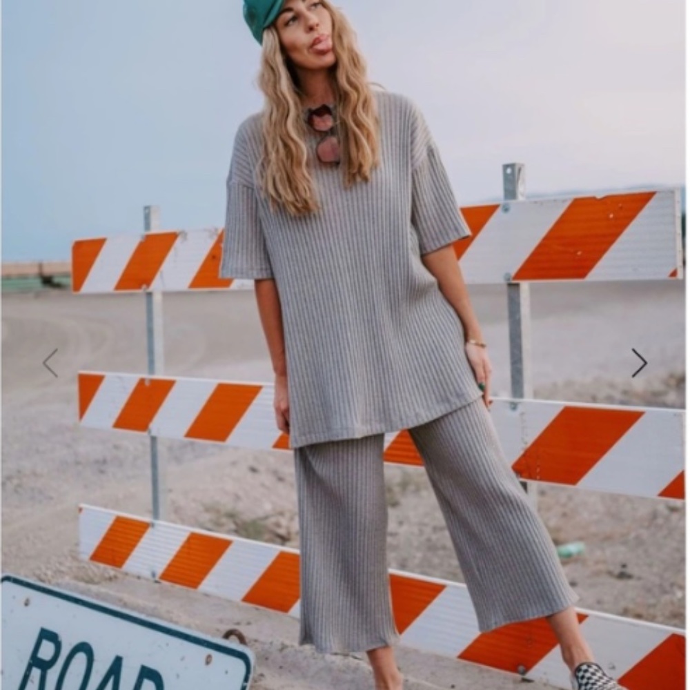 Dressed in LALA Ribbed Playsuit--Top and Pants Set